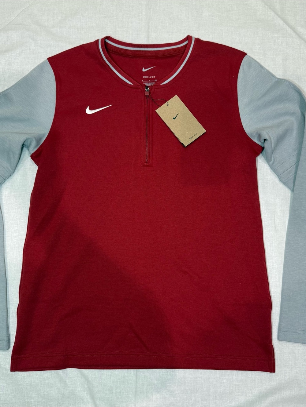 Nike Quarter-Zip Long Sleeve Pullover with Light Gray Sleeves